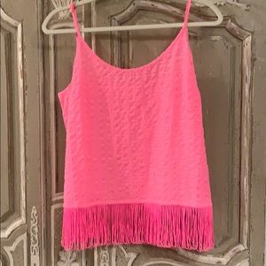 Lily Pulitzer Lg Hot Pink Tank w/ Fringe